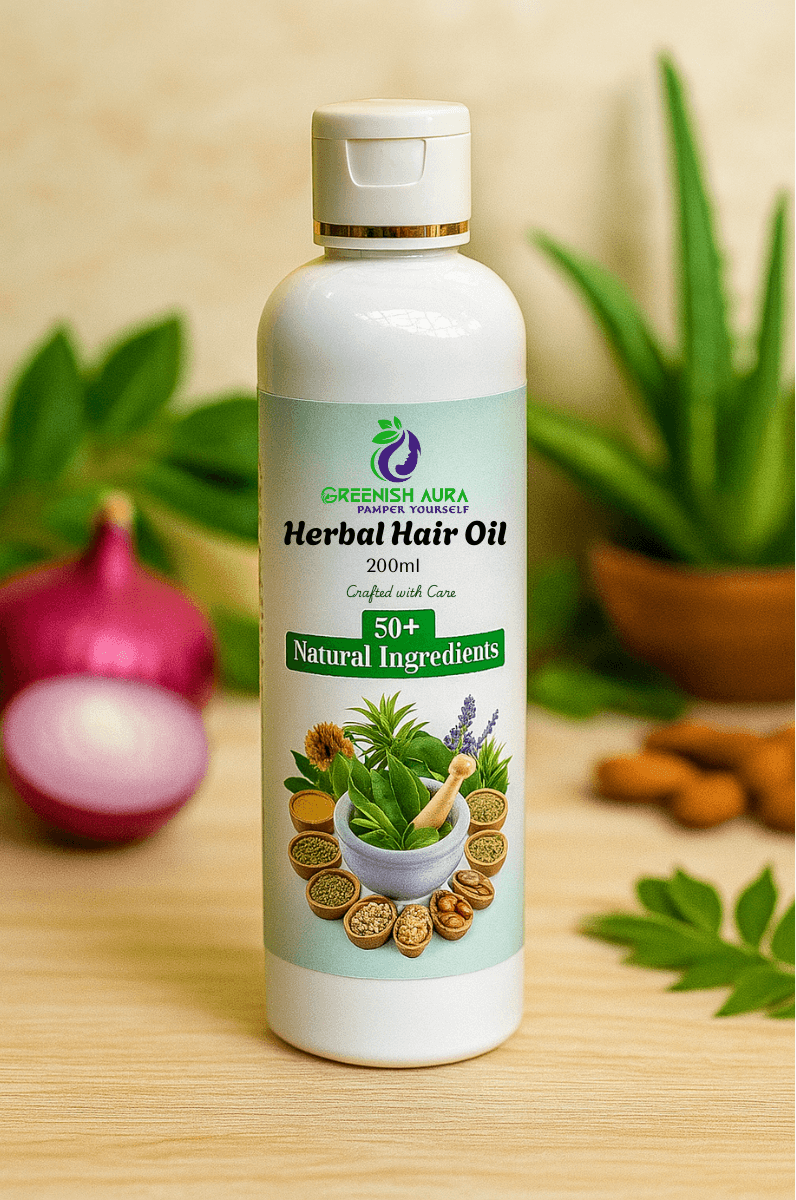 Greenish Aura Herbal Hair Oil for Hair Fall Control