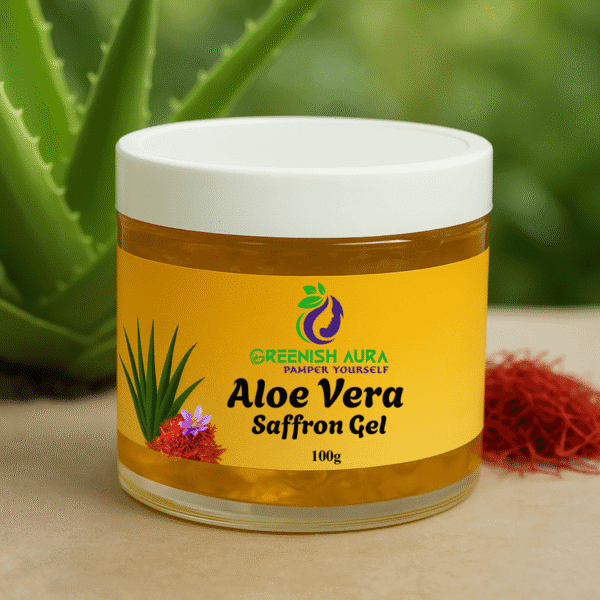Ayurvedic aloevera saffron gel for glowing skin – infused with turmeric, aloe, and saffron