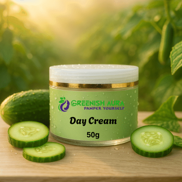 Organic Face Day Cream by Greenish Aura – lightweight herbal moisturizer for all skin types, including sensitive and acne-prone skin