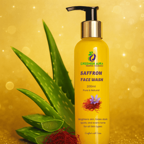 “Saffron Face Wash by Greenishaura – Ayurvedic skin cleanser with natural saffron extract, gentle formula for radiant and healthy skin