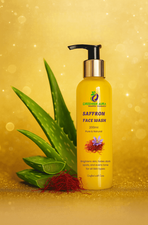 “Saffron Face Wash by Greenishaura – Ayurvedic skin cleanser with natural saffron extract, gentle formula for radiant and healthy skin