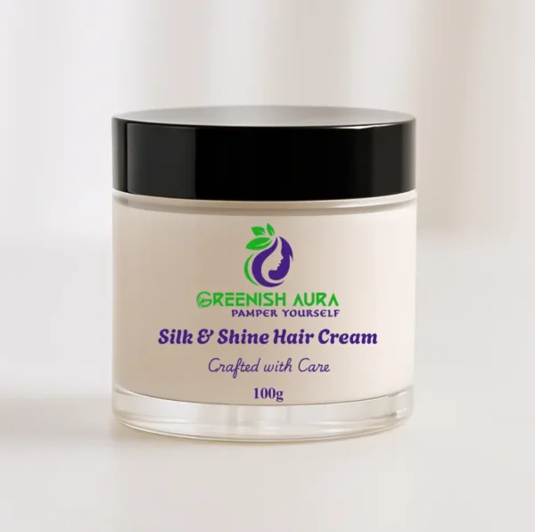 Natural hair cream with almond oil, shea butter, and rosemary for shine and softness by greenishaura